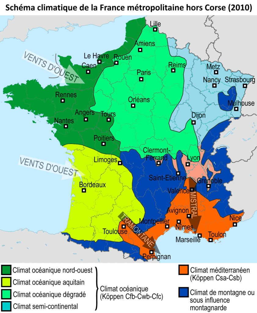 Carte de France du climat