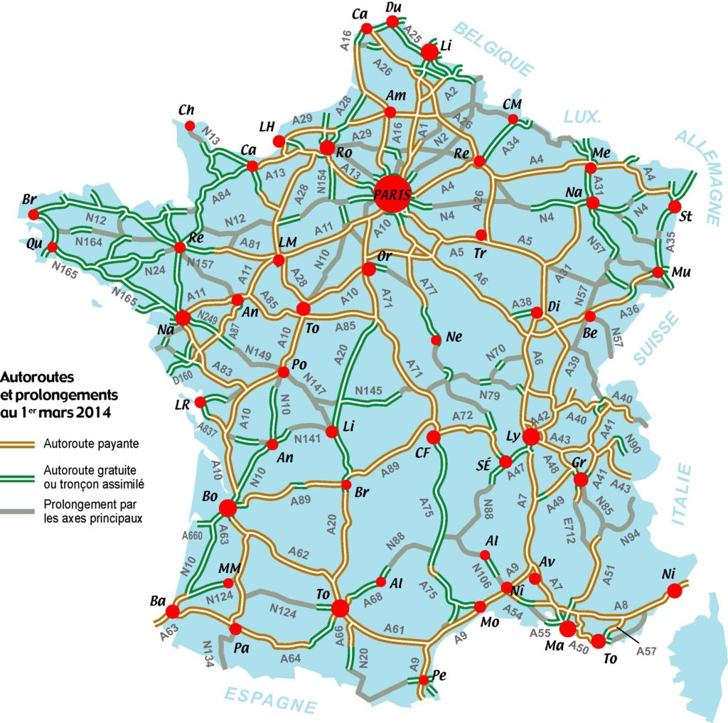 Carte de France des autoroutes