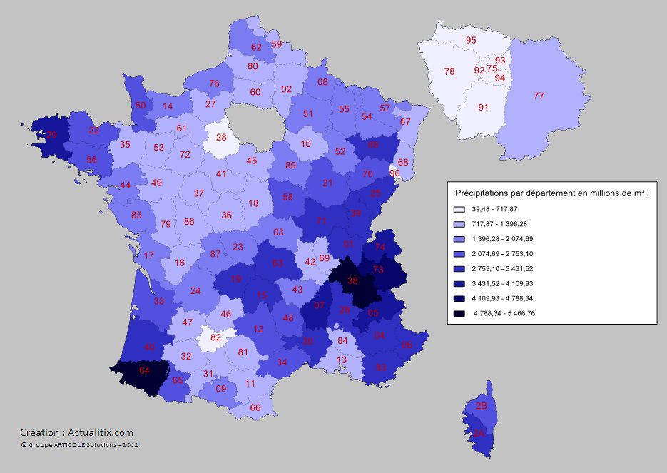 Carte de France des précipitations