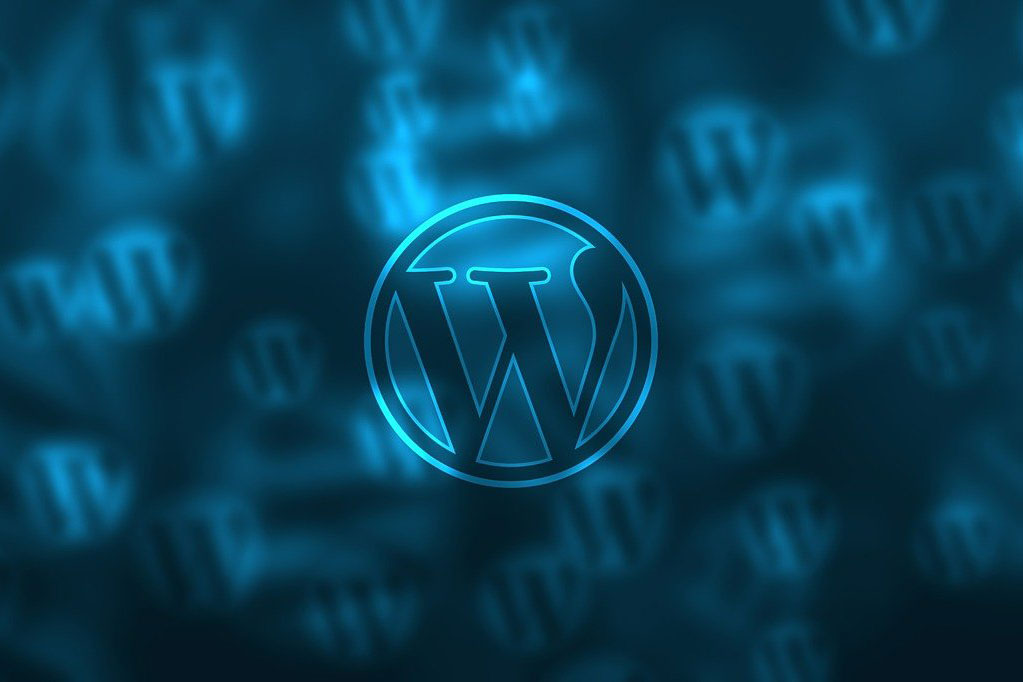 Logo Wordpress sur fond bleu