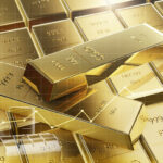 gold and oil stock market, gold arrow chart stream up and down